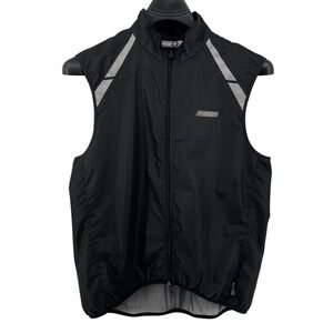 Sugoi Cycling Vest Mens XL Black Reflective Mesh Back Wind Resistant Zip Up